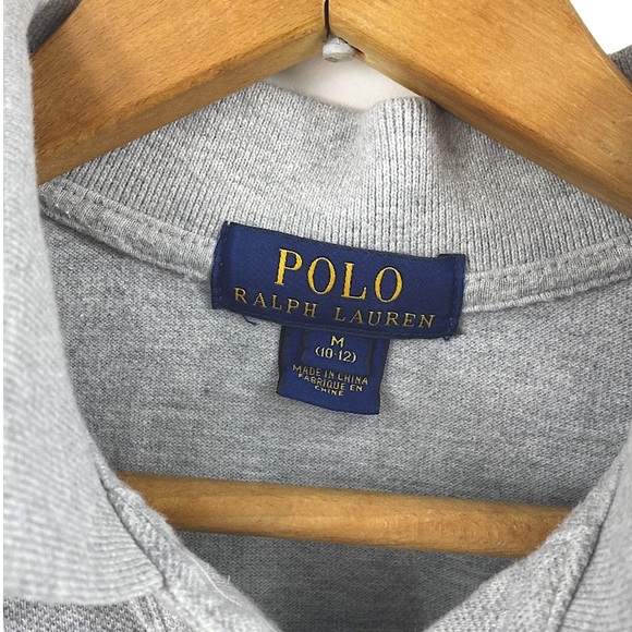 POLO Ralph Lauren Classic Cotton Mesh Polo Shirt Pony SS Heather Grey M 10-12 - Picture 4 of 15